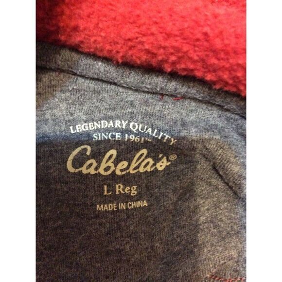 CABELAS Hooded Pullover Youth Large Rust Charcoal Grey Cotton/Polyester - Picture 3 of 3